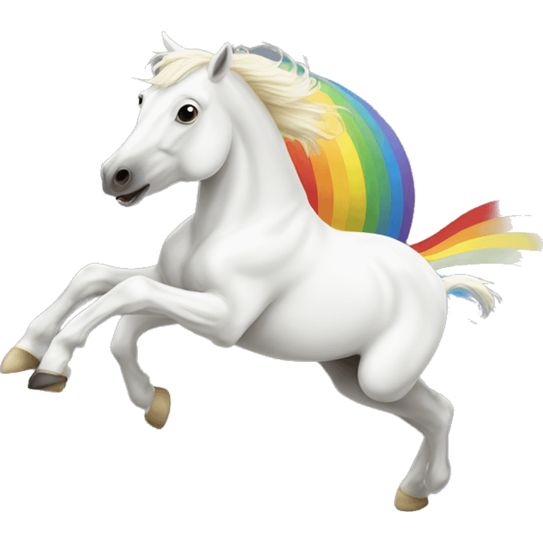 White horse jumping over a rainbow  emoji