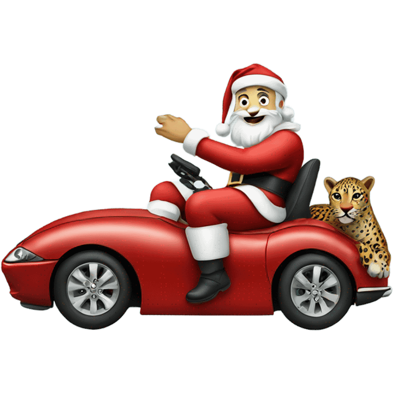 Santa riding a jaguar  emoji