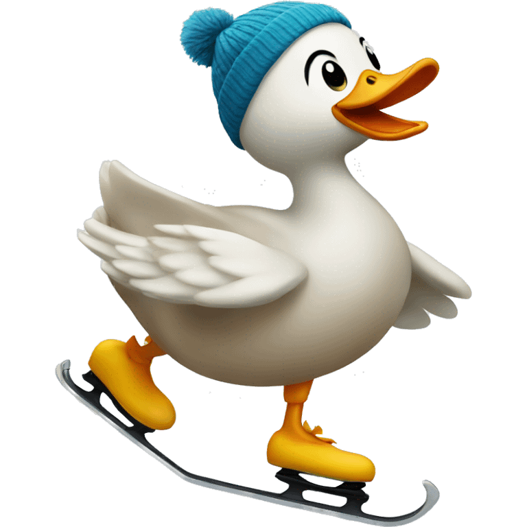 Duck ice skating emoji