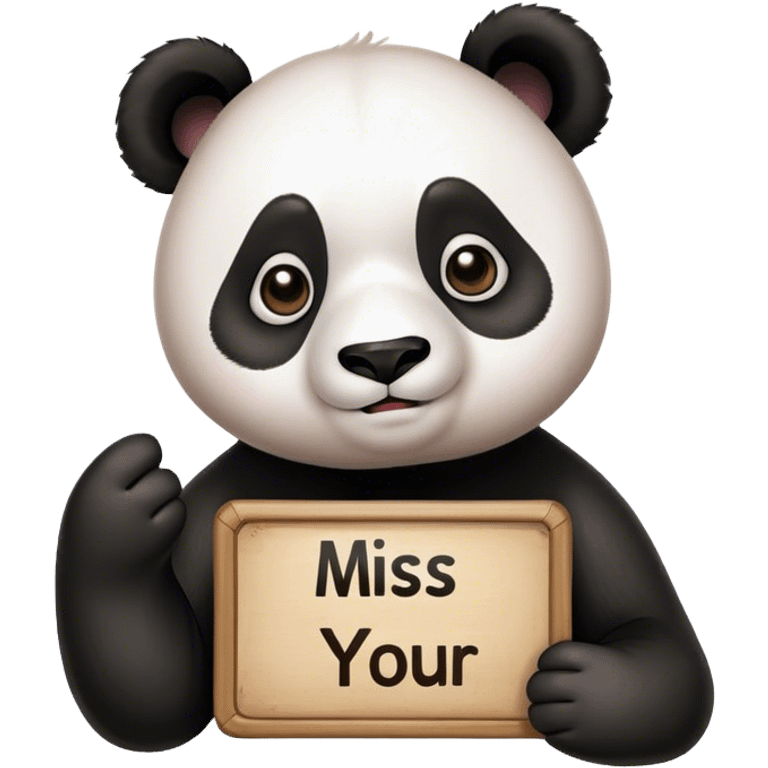 Panda holding a miss you Nora sign emoji