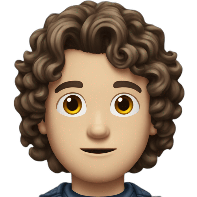 Eddie Munson Joseph Quinn with dark curled long hair stranger things emoji