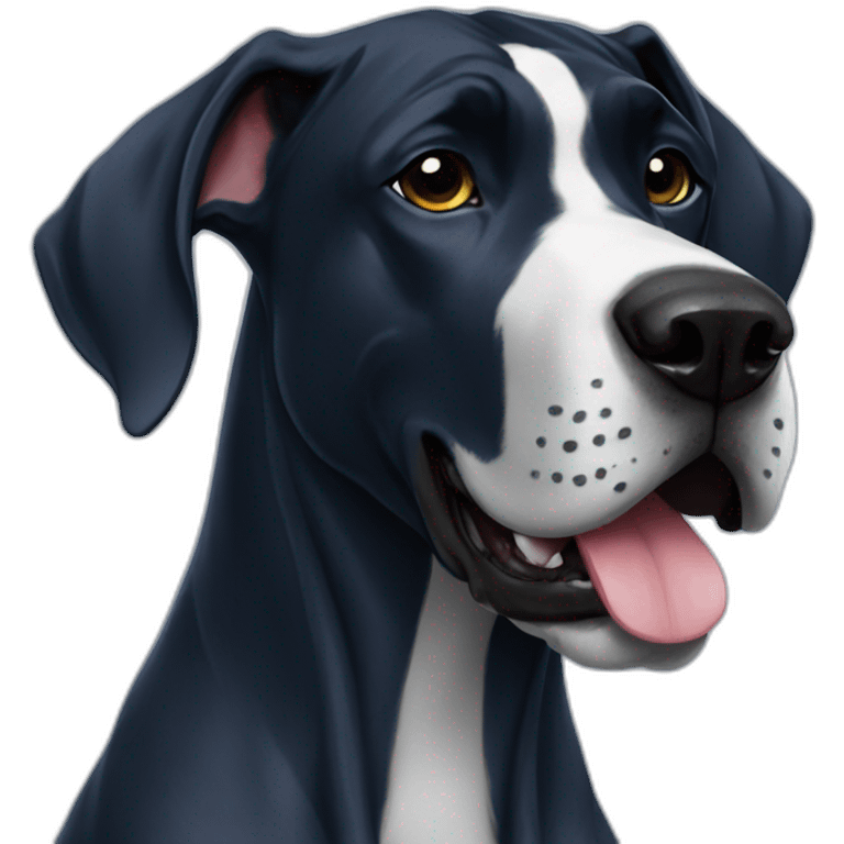 A black great dane wearing a dark blue football jersey with number 17 emoji