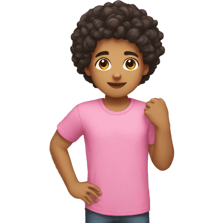 lightskin boy pink shirt short dark curly hair emoji