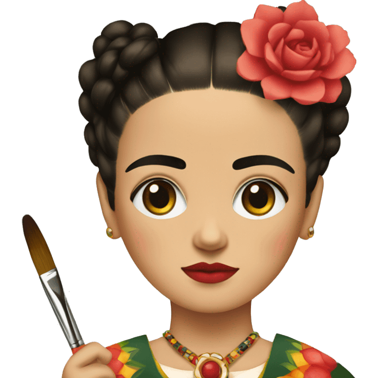 body frida kahlo kid with paintbrush emoji