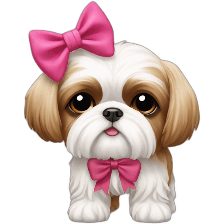 Dog Shih Tzu with a bow on his head full-body emoji