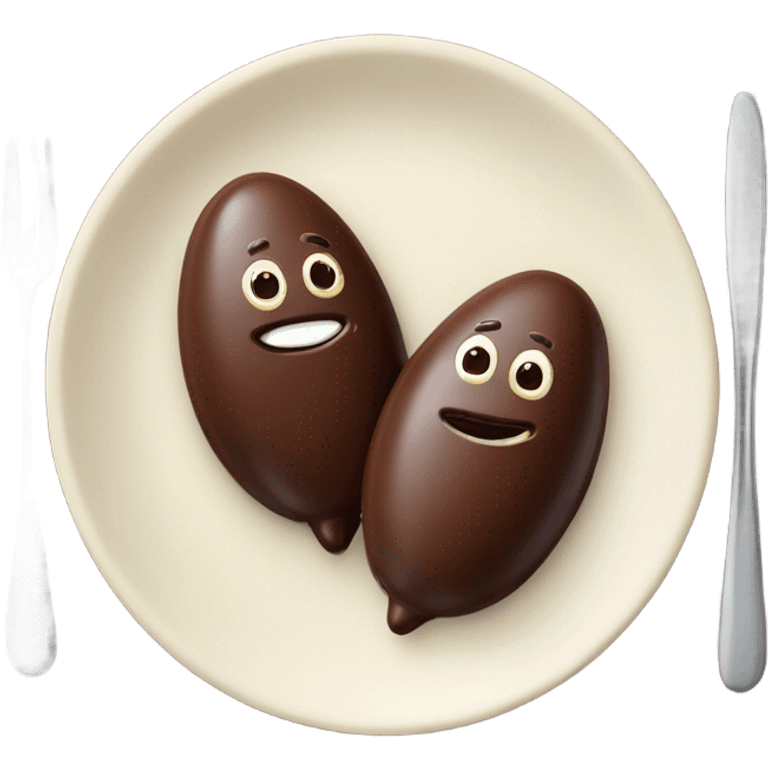 Chocolate quenelle and vanilla quenelle on a plate emoji