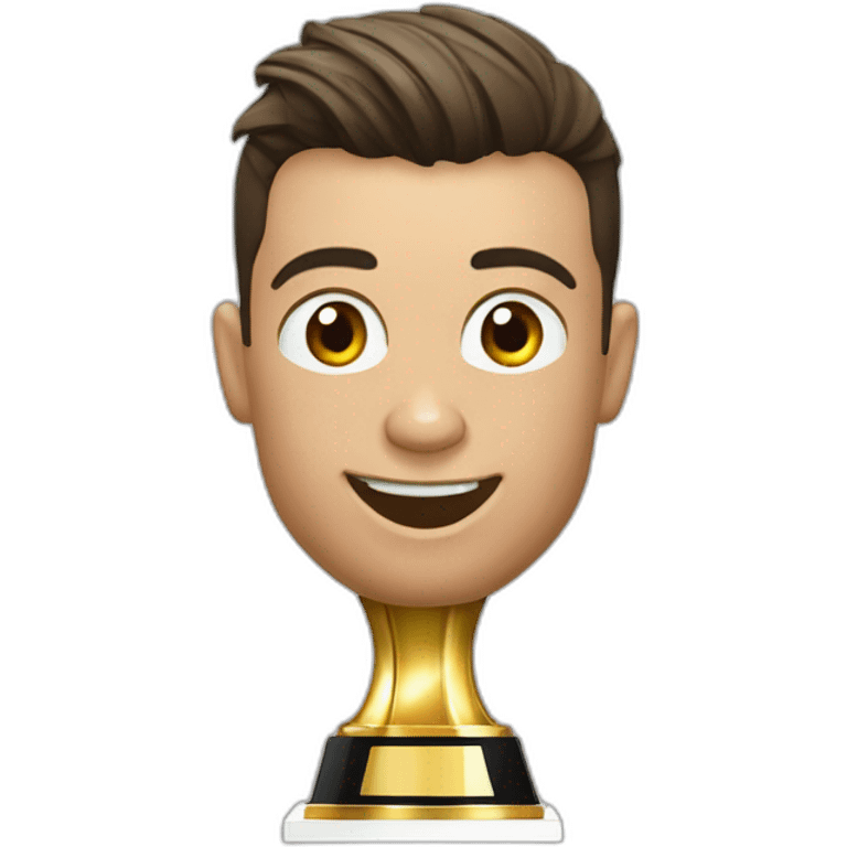 Cristiano ronaldo whit a trophy of the fifa world cup emoji