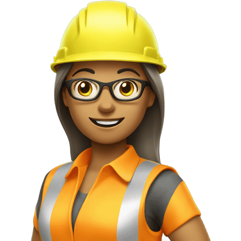 female worker, wearing a hard hat, hi viz vest, glasses with two thumbs up emoji