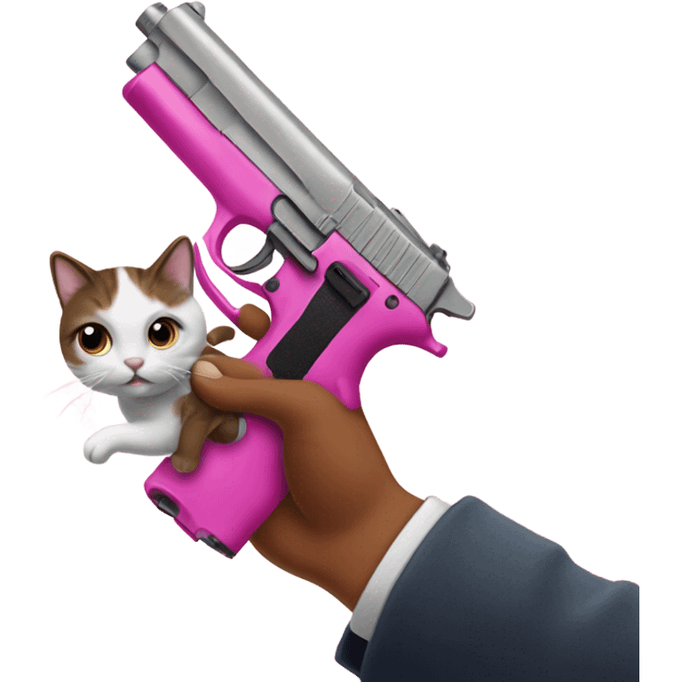 pink gun with a cat holding it emoji