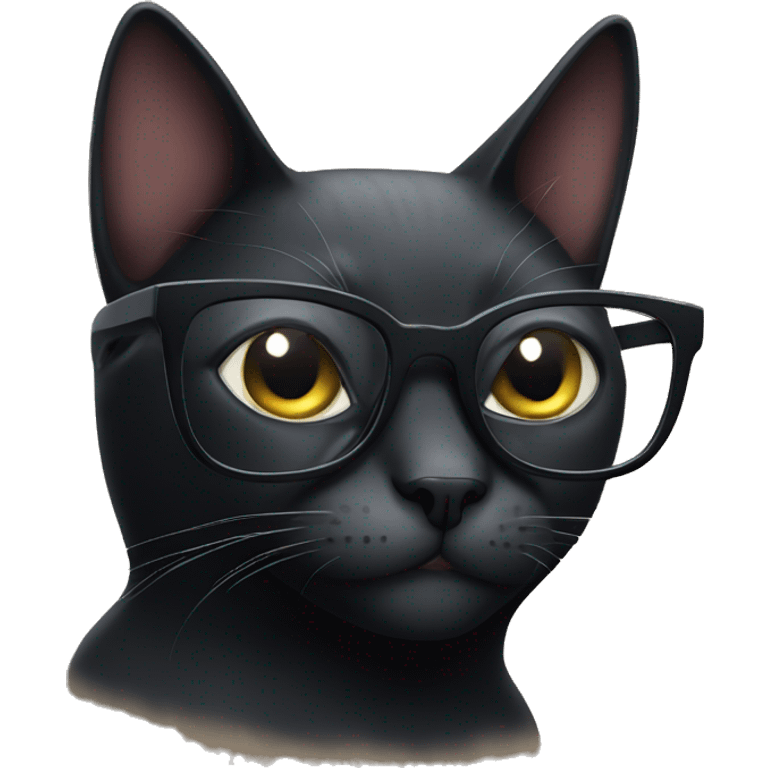 studying black cat wearing glasses emoji