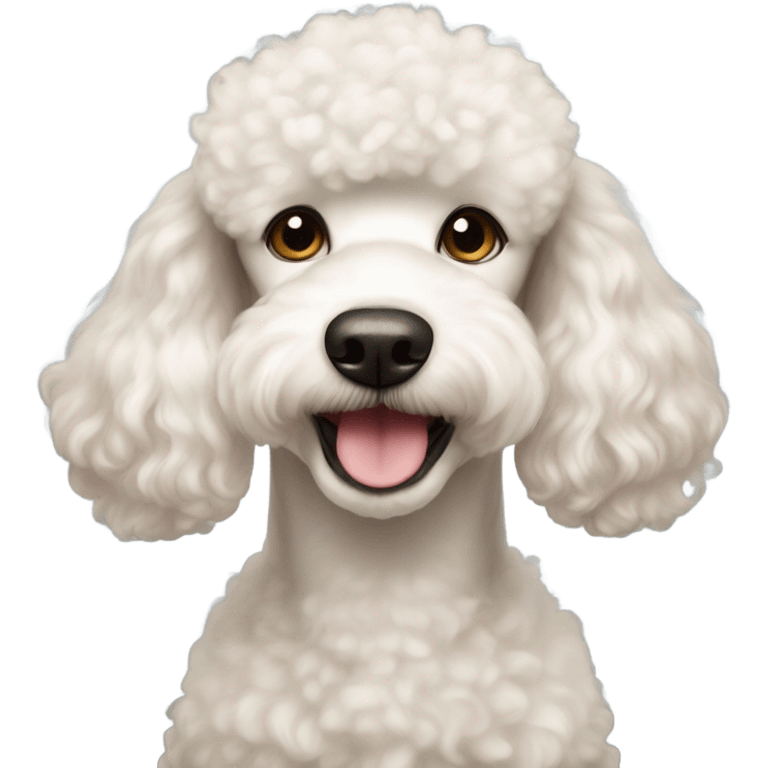 White poodle with light brown fur covering ears and eyes emoji