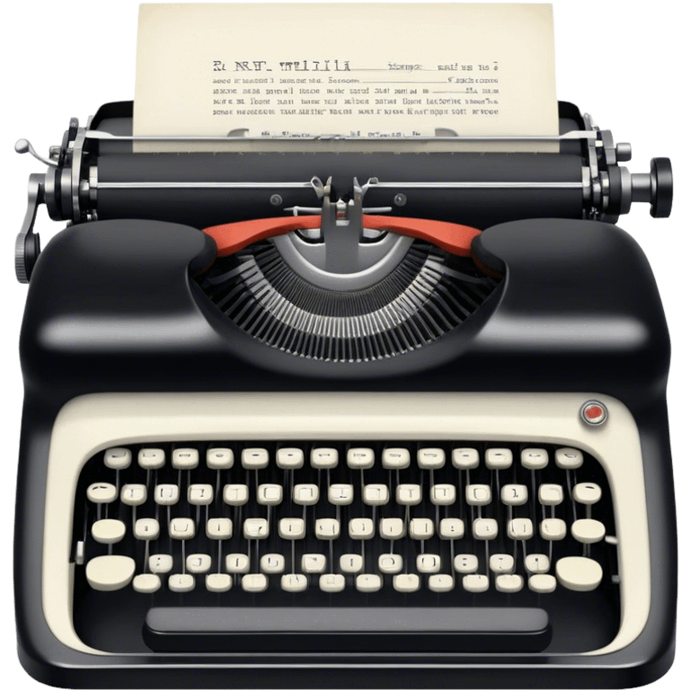 Create an emoji representing screenwriting. The design should feature an open script with visible dialogue and action lines, symbolizing the writing of a screenplay. Include a classic typewriter or a modern writing device, such as a laptop, to signify the process of creating a script. Add a movie camera next to the script to emphasize the cinematic aspect of screenwriting. Use a professional color palette with black, white, and subtle metallic tones. Do not include any emojis or smiley faces. Make the background transparent. emoji