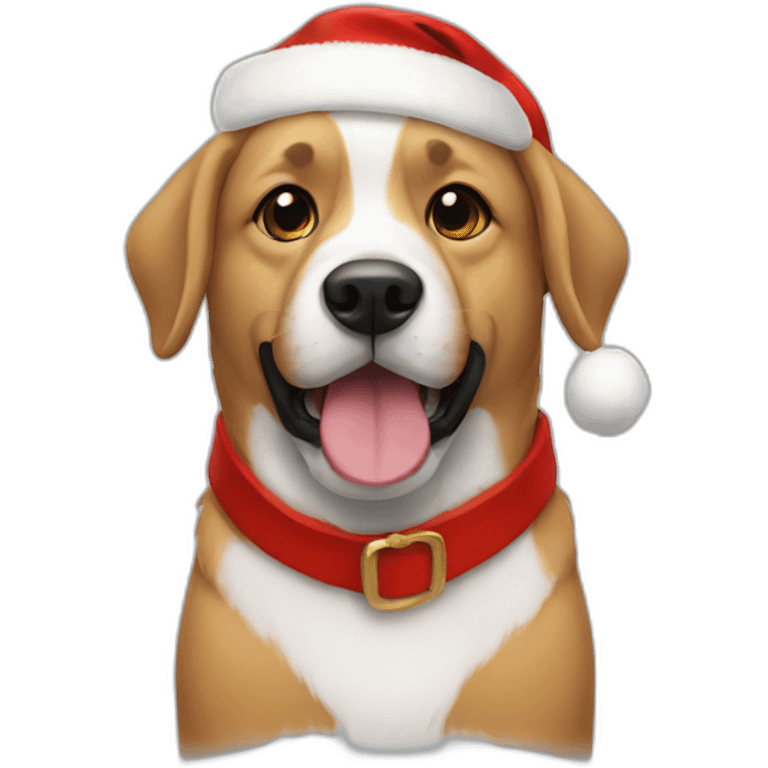 a dog whit santa emoji