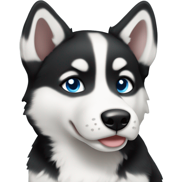 standing black and white husky puppy blue eyes emoji