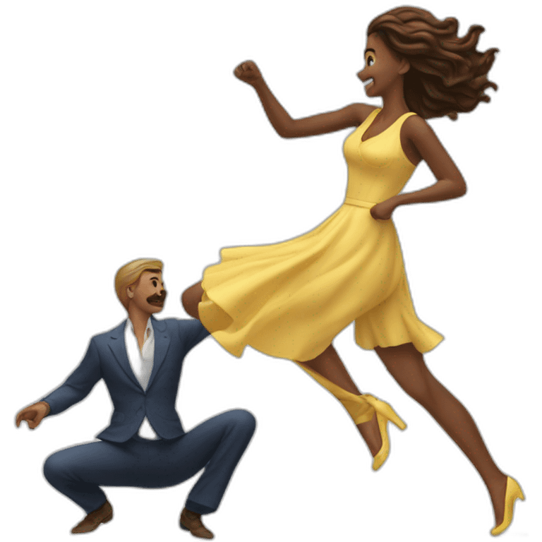 pretty woman kicks a man emoji