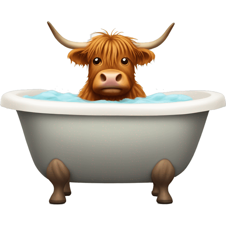 Highland cow in the bathtub emoji