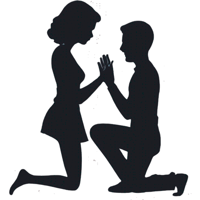 Marriage proposal on knees silhoutee emoji