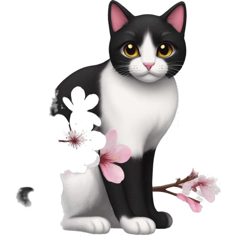 Cherry blossom black cat emoji