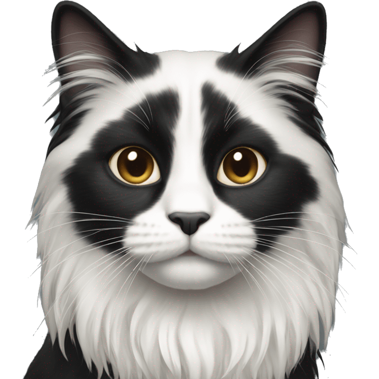 black and white cat long haired emoji