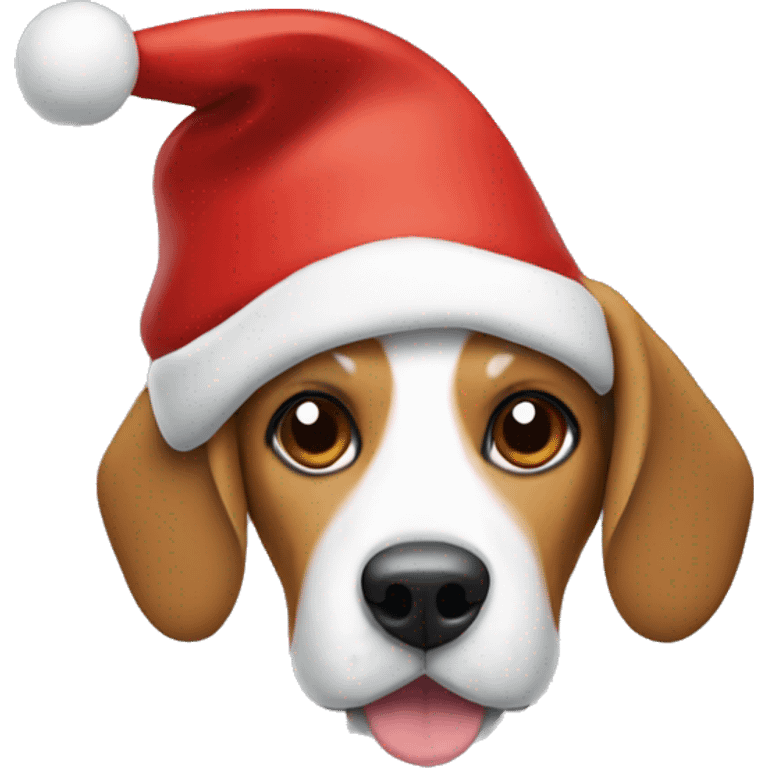 Beagle with a Santa hat emoji