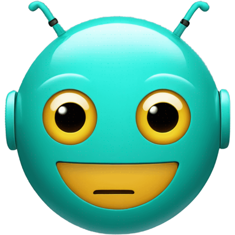 Create an emoji of a teal coloured ai bot emoji