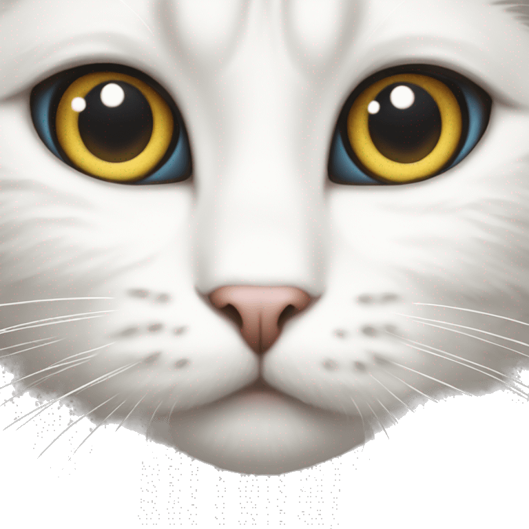 White cat with eyes in love emoji