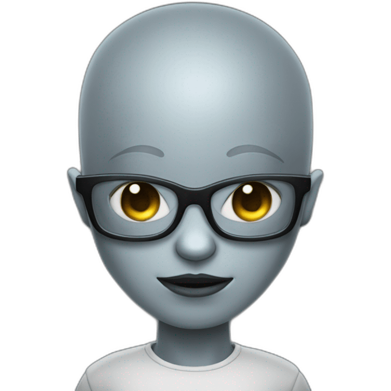 gray skin alien big pure black eyes wearing glasses emoji