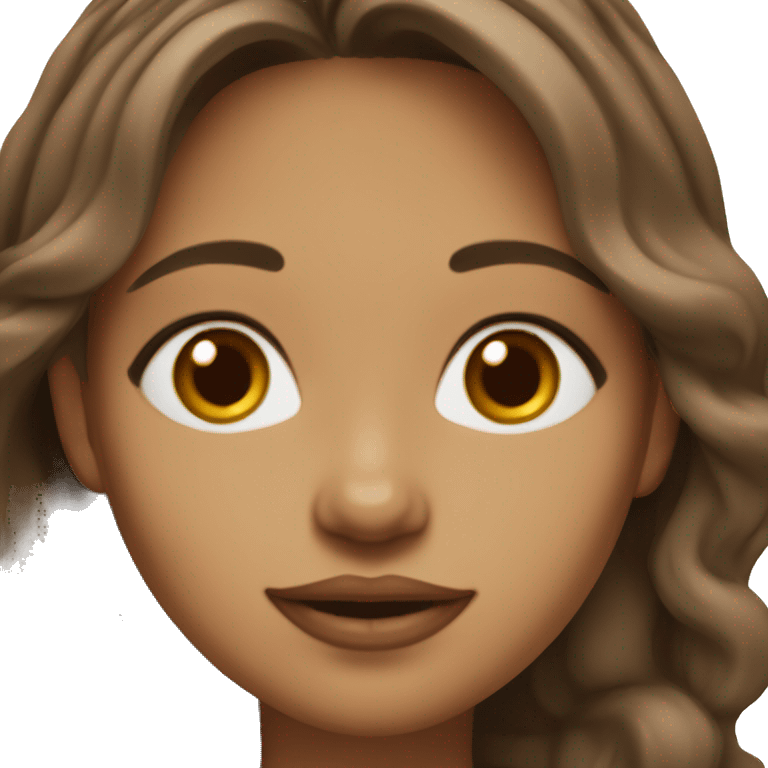 Girl 43 years old,medium tone skin, oval face, medium brown eyes, full lips, medium brown wavy hair emoji