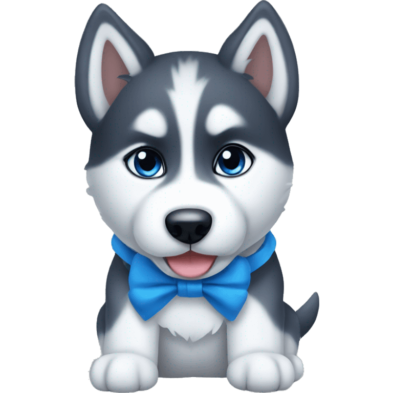 Husky puppy with blue bow emoji