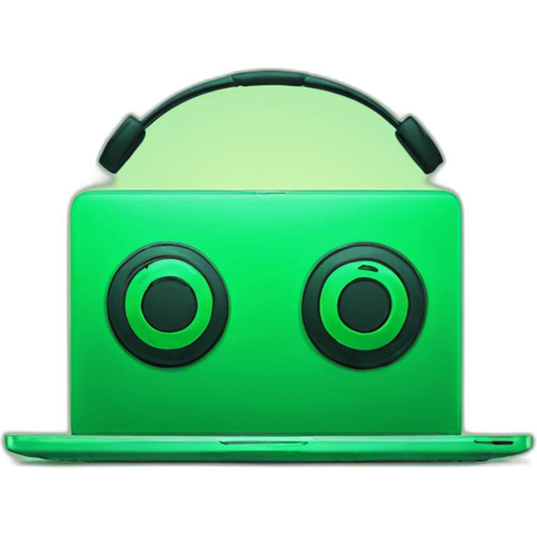 Laptop green with headphones emoji