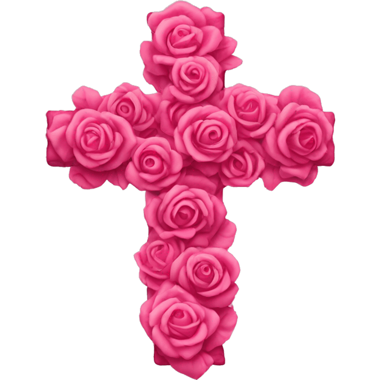 Pink cross made of roses emoji