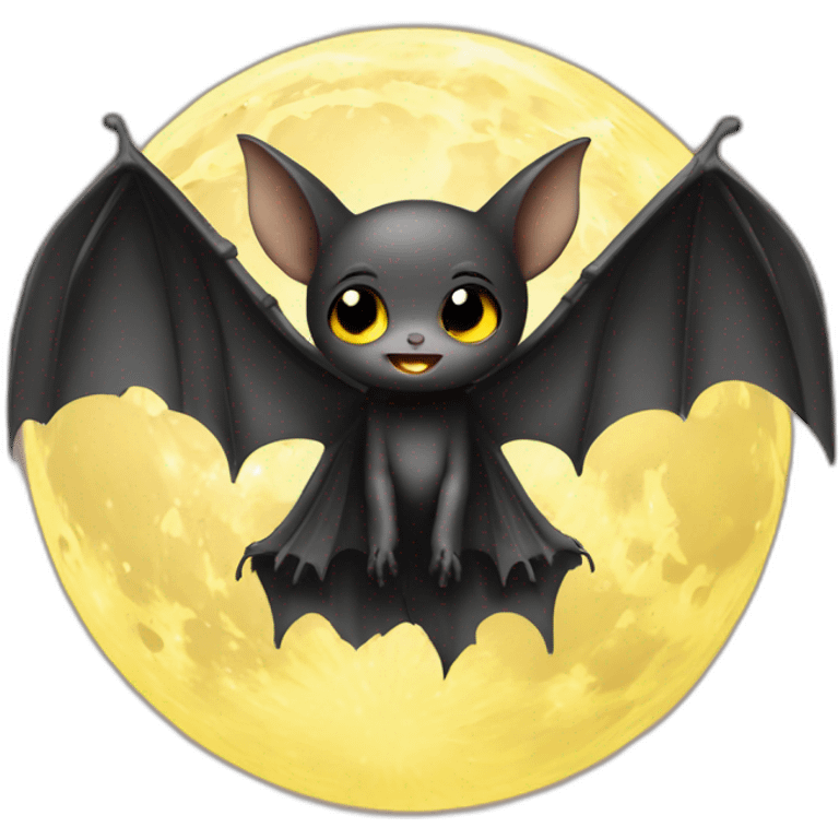 black baby bat wings in front of light yellow moon emoji