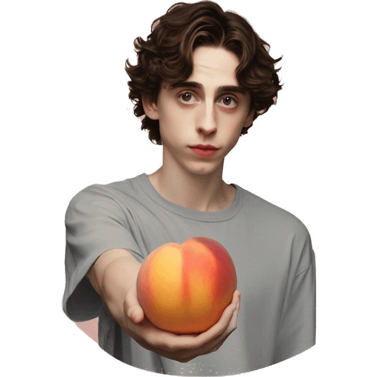 timothée chalamet holding a peach emoji