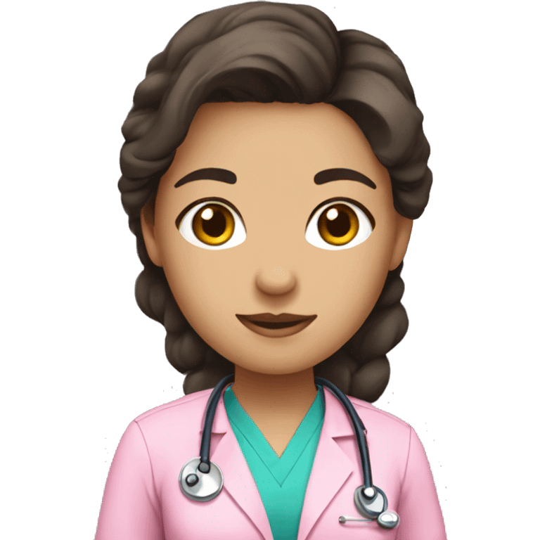 Cute brunette doctor with pink scrubs  emoji