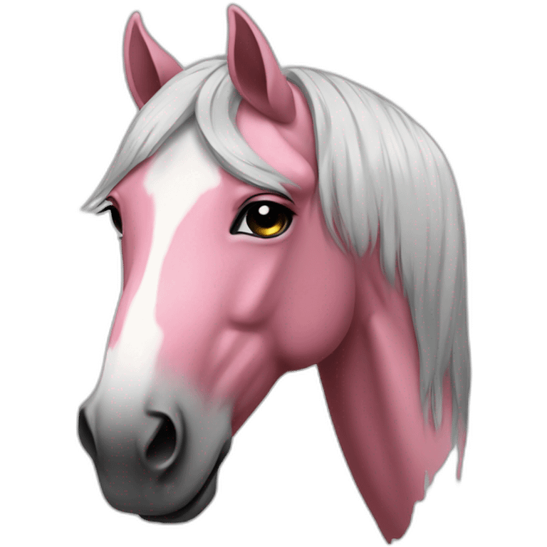 a concussed horse with bright pink lips emoji