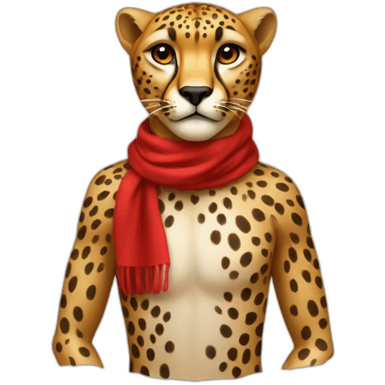 anthropomorphic cheetah with a red scarf emoji