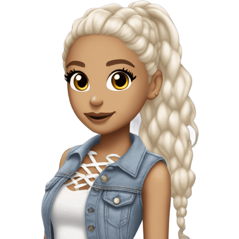 Ariana grande wearing a Shakira lace up croc top and short jeans  emoji