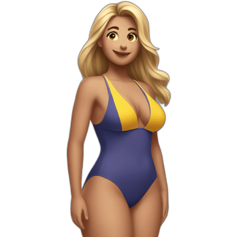 Slim-Thicc caucasian woman swimsuit posing emoji