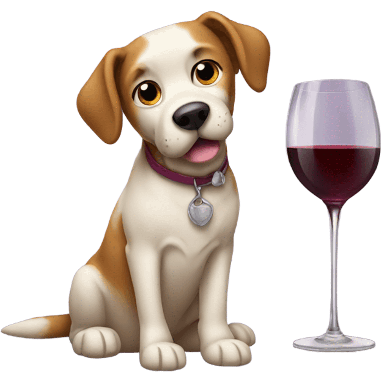 dog with glass of wine emoji