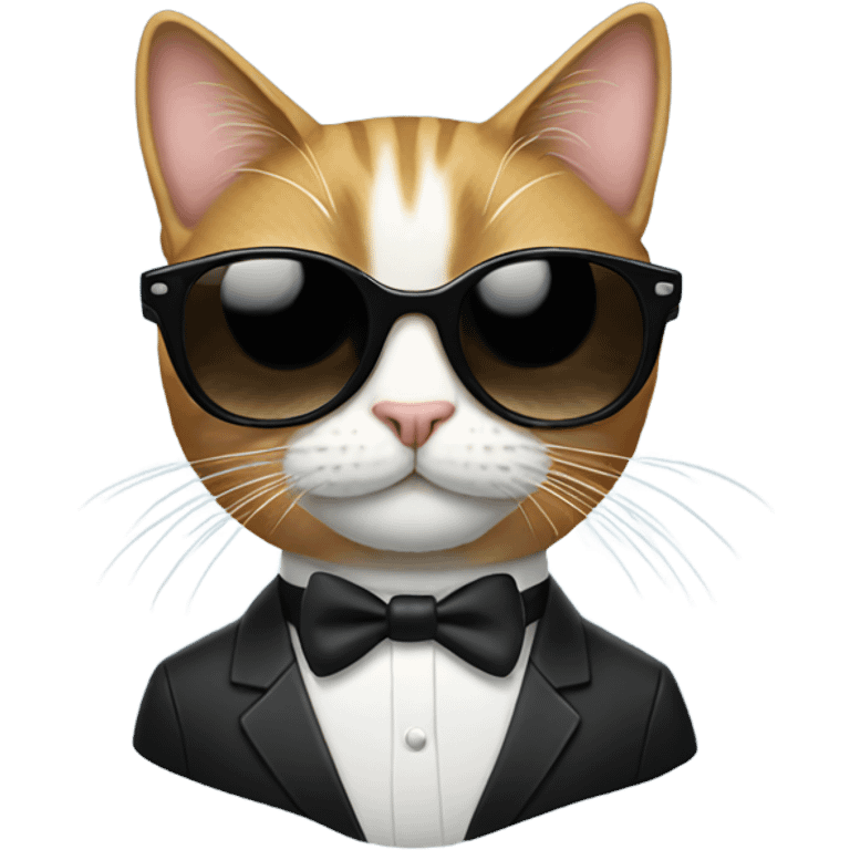 cat wearing a tuxedo and sunglasses emoji