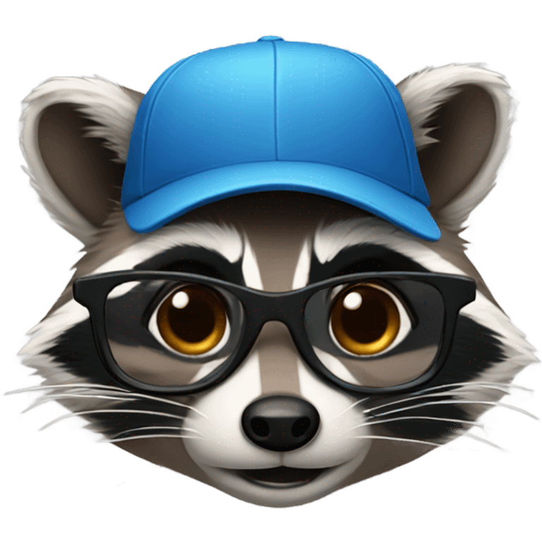 Racoon with baseball cap and glasses emoji