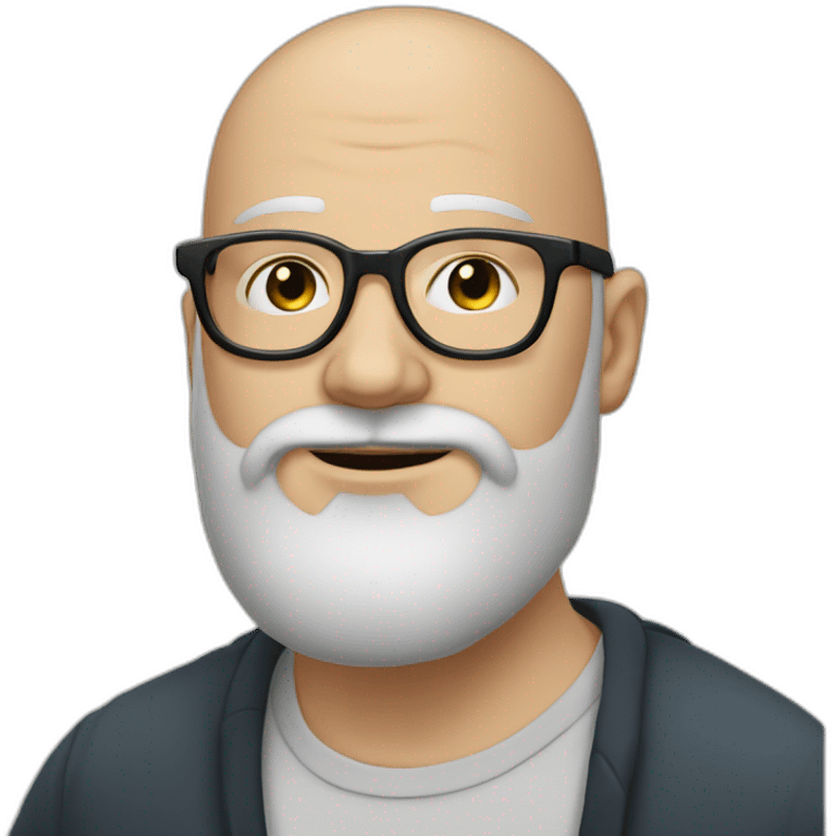 30 year old white bald man with a big beard and very round black glasses emoji