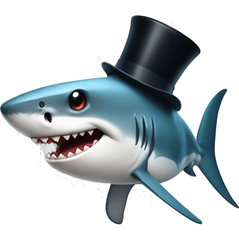 Shark with a top hat emoji