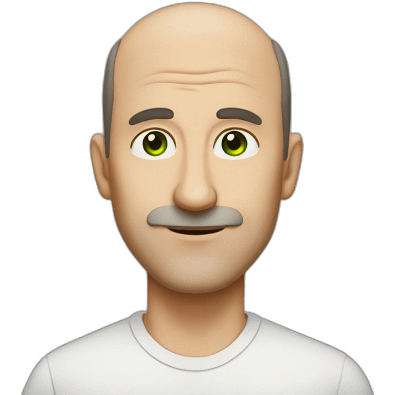 middle-aged man, long nose, green eyes, balding, brown hair, no moustache emoji