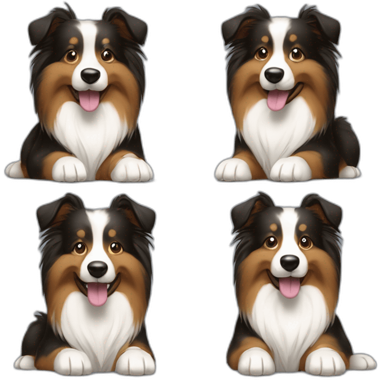 broun and bi-black shelties shaking paws emoji