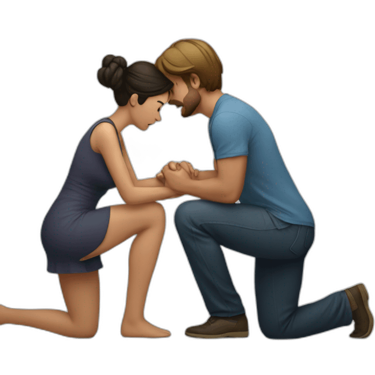 Woman on knees facing man emoji