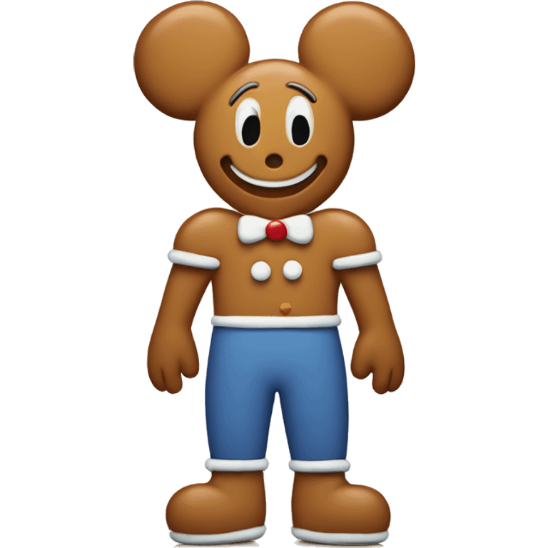 gingerbread man wearing mickey mouse ears emoji