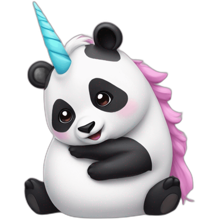 Panda hugging unicorn emoji