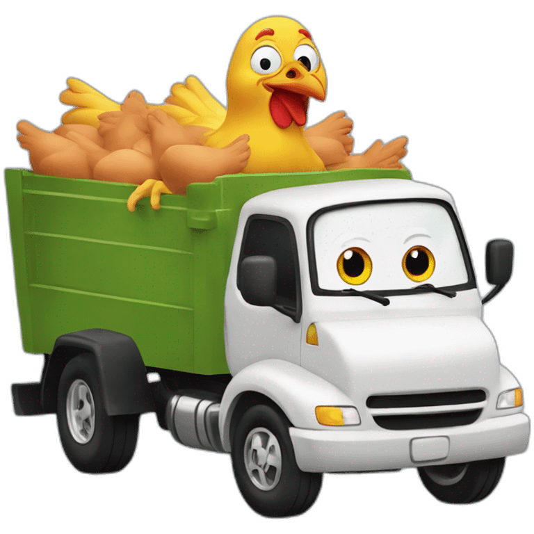 the cartoon character "chicken little" driving a truck emoji