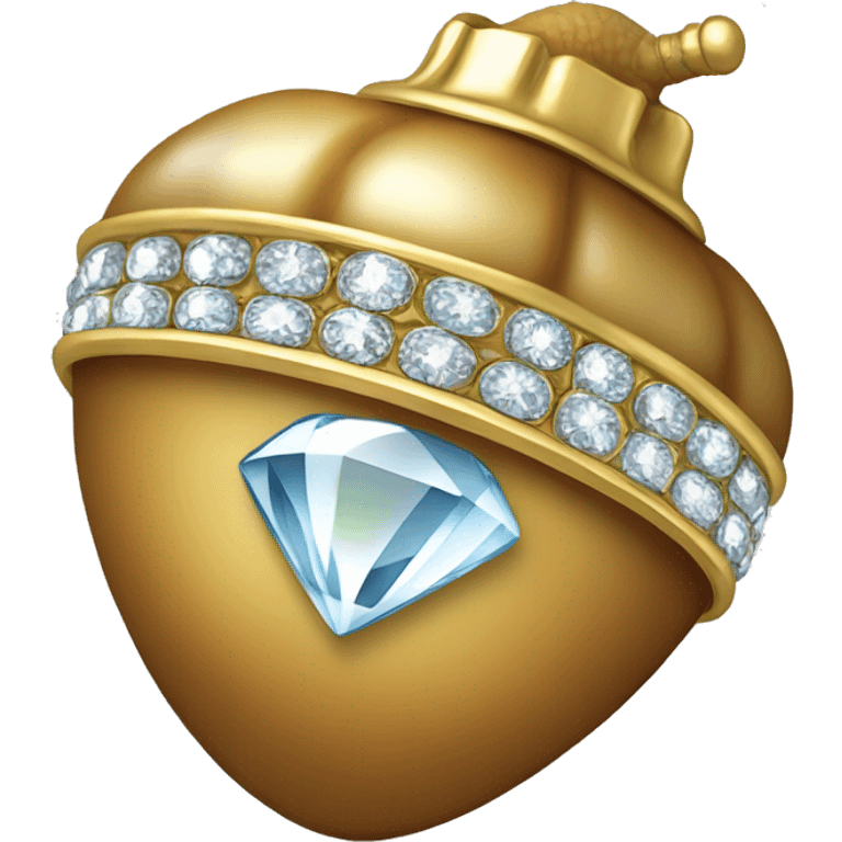 sparkling diamond Acorn, gold stem emoji